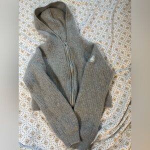 Alo Cashmere Plush Waffle Full Zip Hoodie